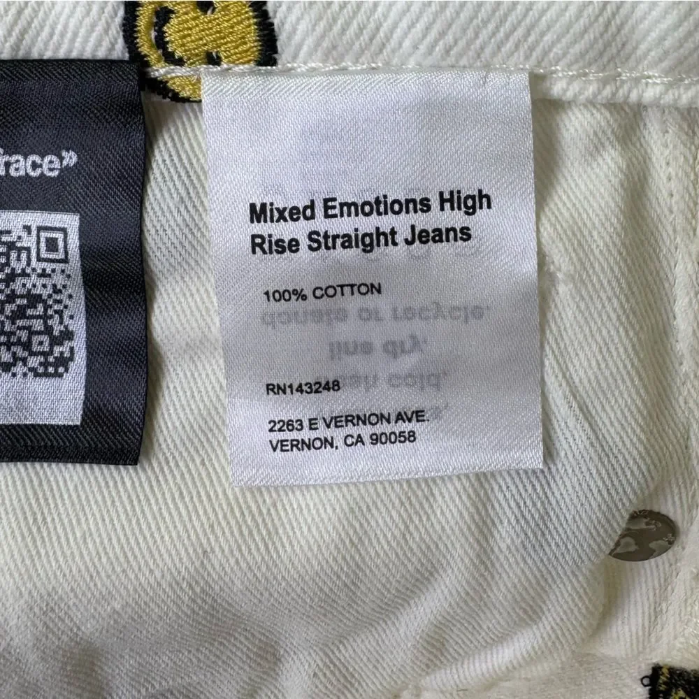 NEW Reformation Mixed Emotions High Rise Straight Jeans Vintage White Size 24 - Picture 11 of 12